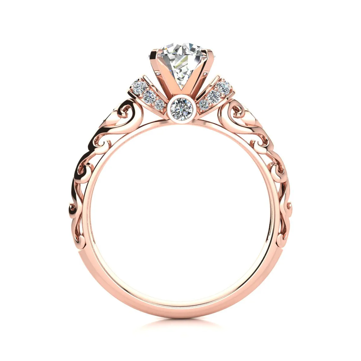 1 1/4 Carat Vintage Moissanite Engagement Ring In 14 Karat Rose Gold