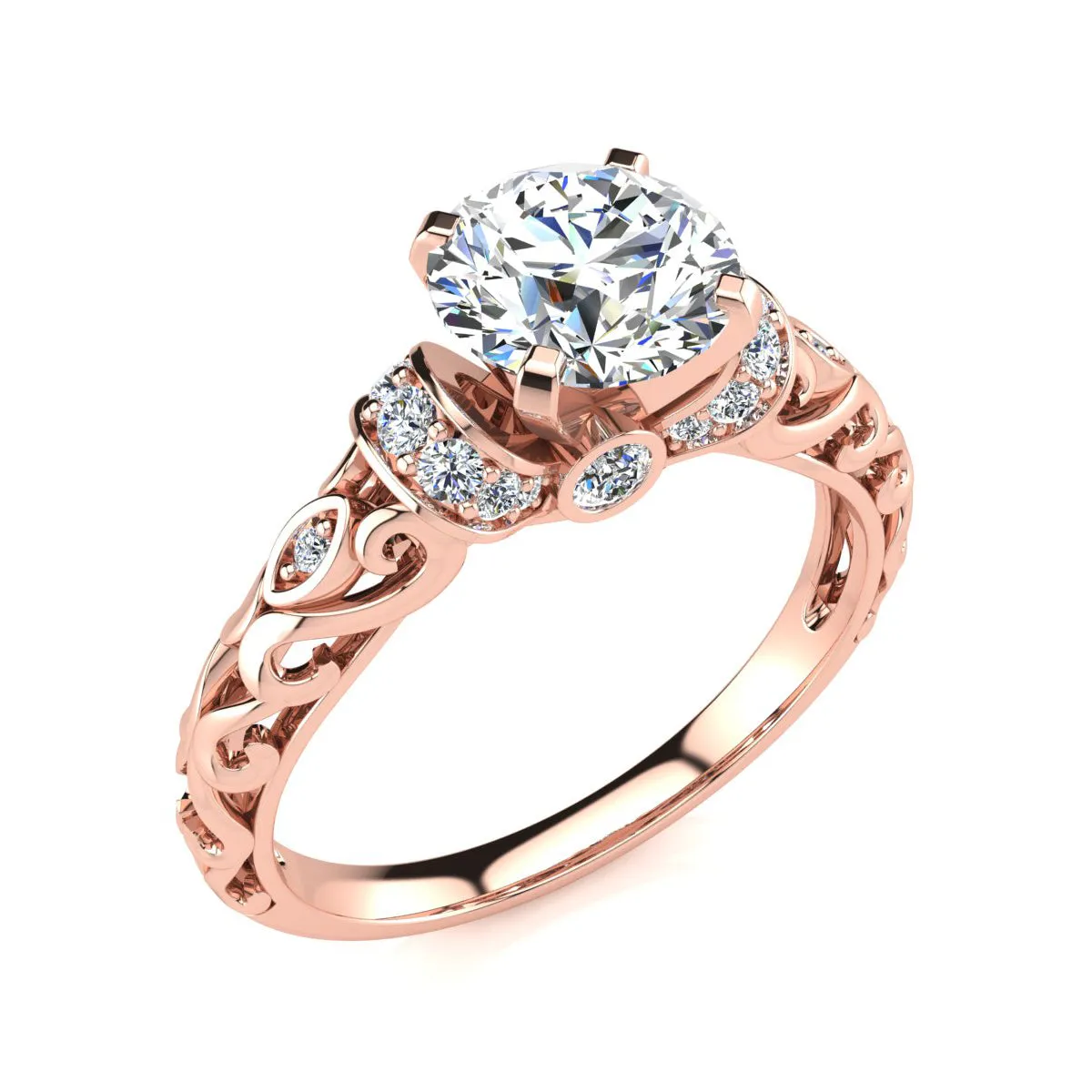 1 1/4 Carat Vintage Moissanite Engagement Ring In 14 Karat Rose Gold