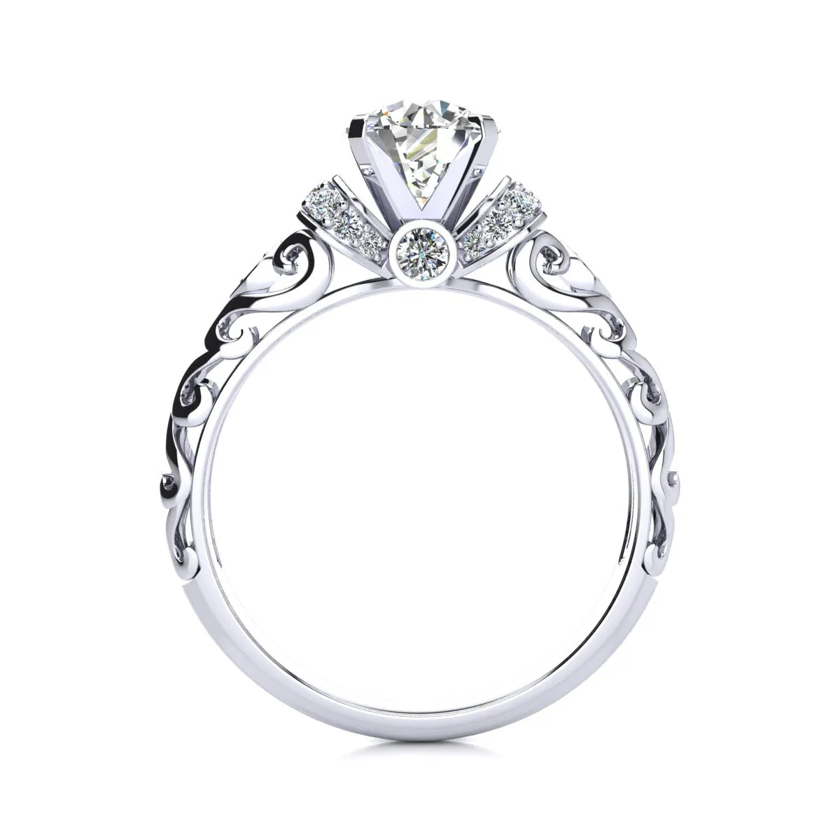 1 1/4 Carat Vintage Moissanite Engagement Ring In 14 Karat White Gold