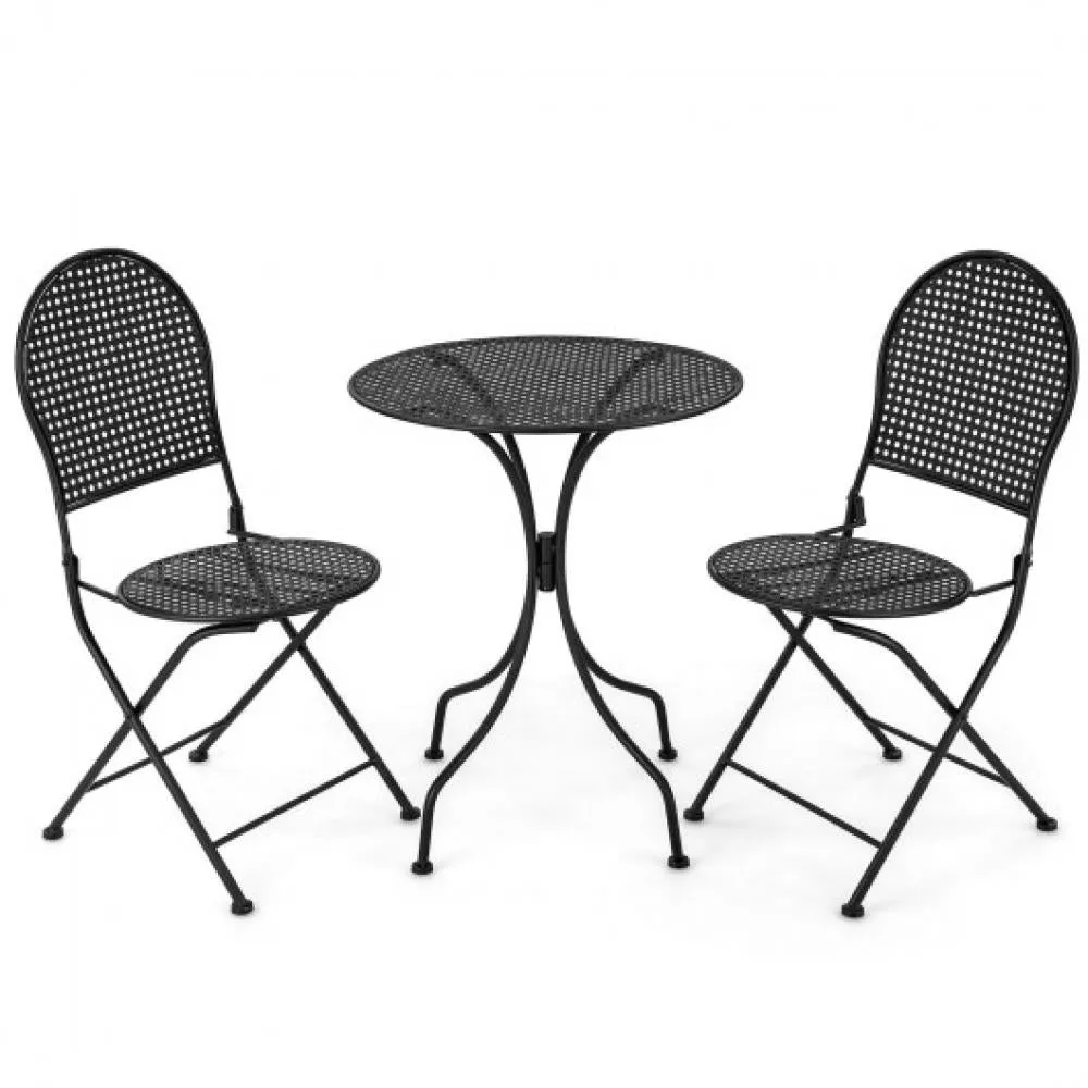 3 Pieces Patio Bistro Set Outdoor Conversation Furniture Table and Folding Chair