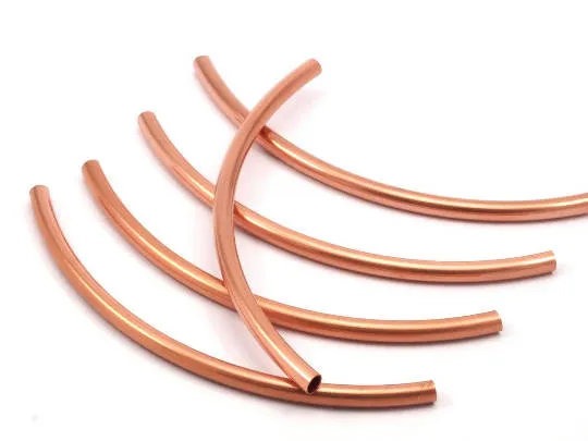 3 Raw Copper Curved Extra Long Tube Findings ( 110x 5mm ) D479