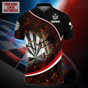 3D All Over Print Dart Polo Shirt, Dart In Cracked Dartboard, Uniform Team Dart