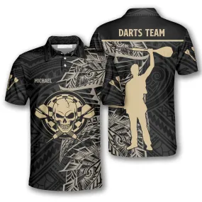 3D All Over Print Gold Tribal Athlete Custom Darts Shirts for Men, Gift for Darts Lovers