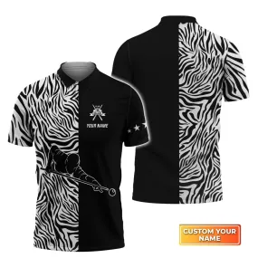 3D All Over Print Zebra Pattern Billiard Polo Shirt, Uniform for Billiard Player