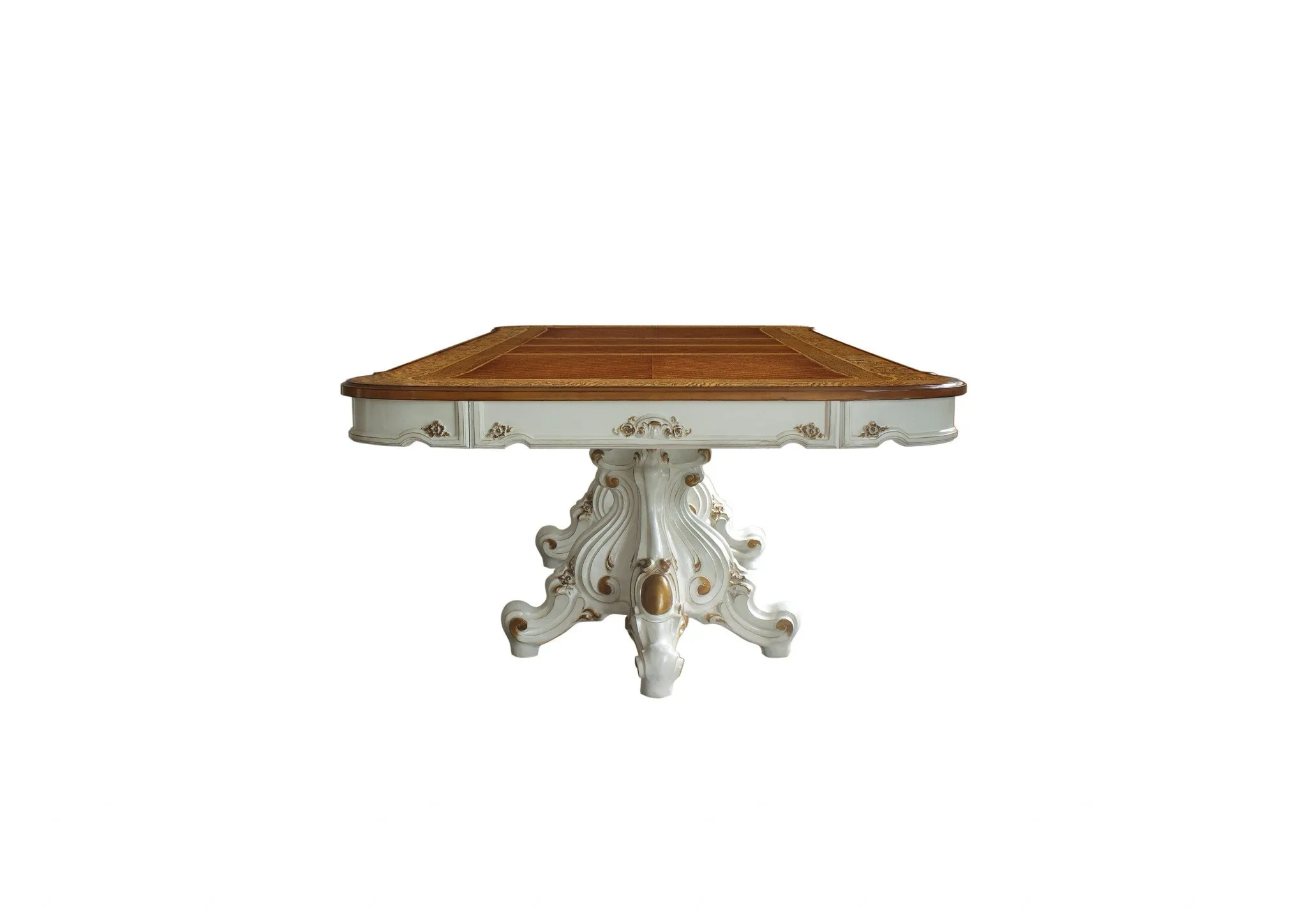 49 Brown and White Solid Wood Dining Table