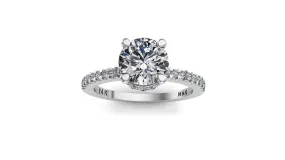 5.5mm (0.60ct) Rañe ForeverOne Round Moissanite Four Prong Diamond Underhalo Engagement Ring 14K Gold MOENG081