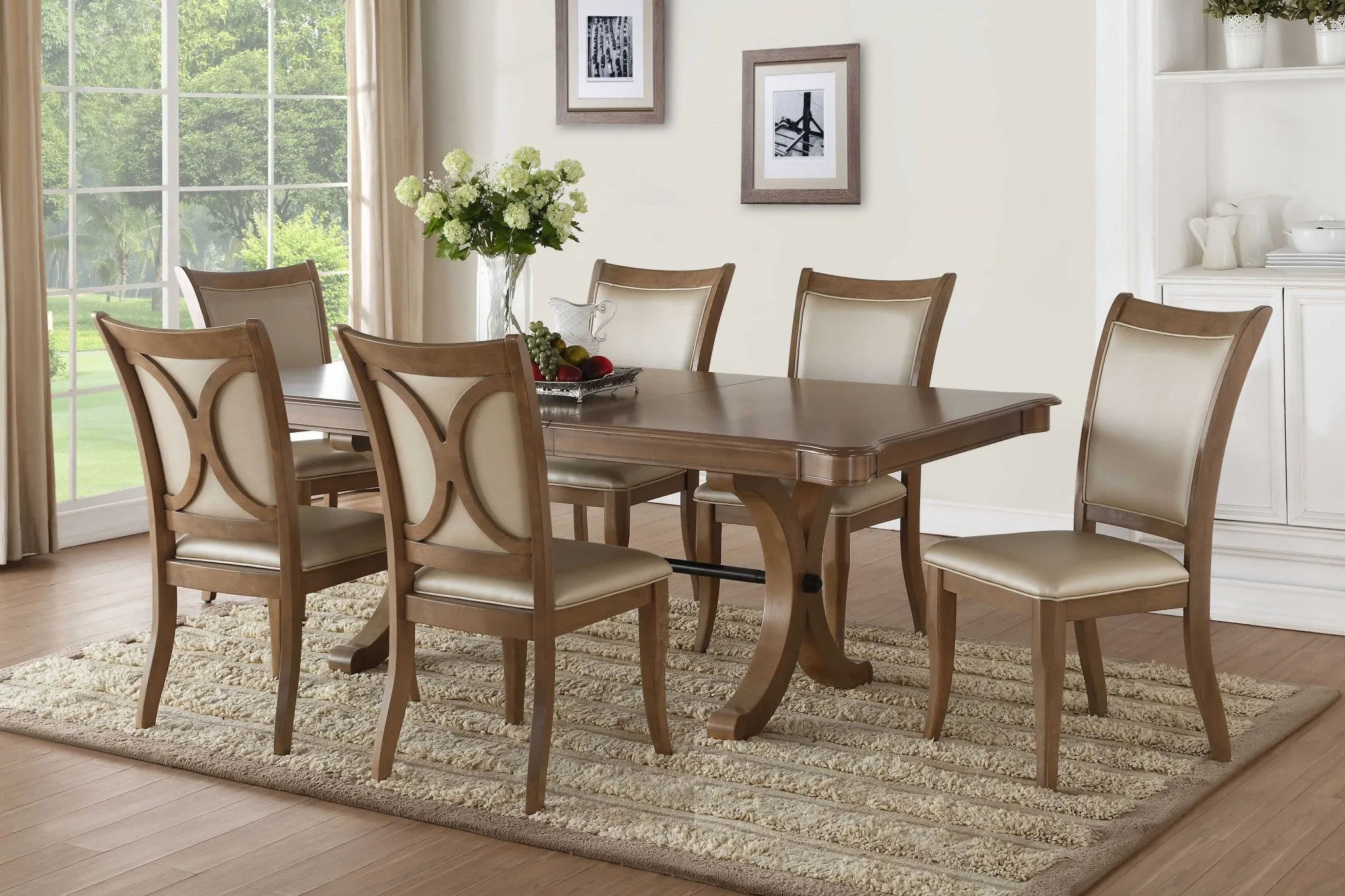 64 Brown Solid Wood Removable Leaf Dining Table