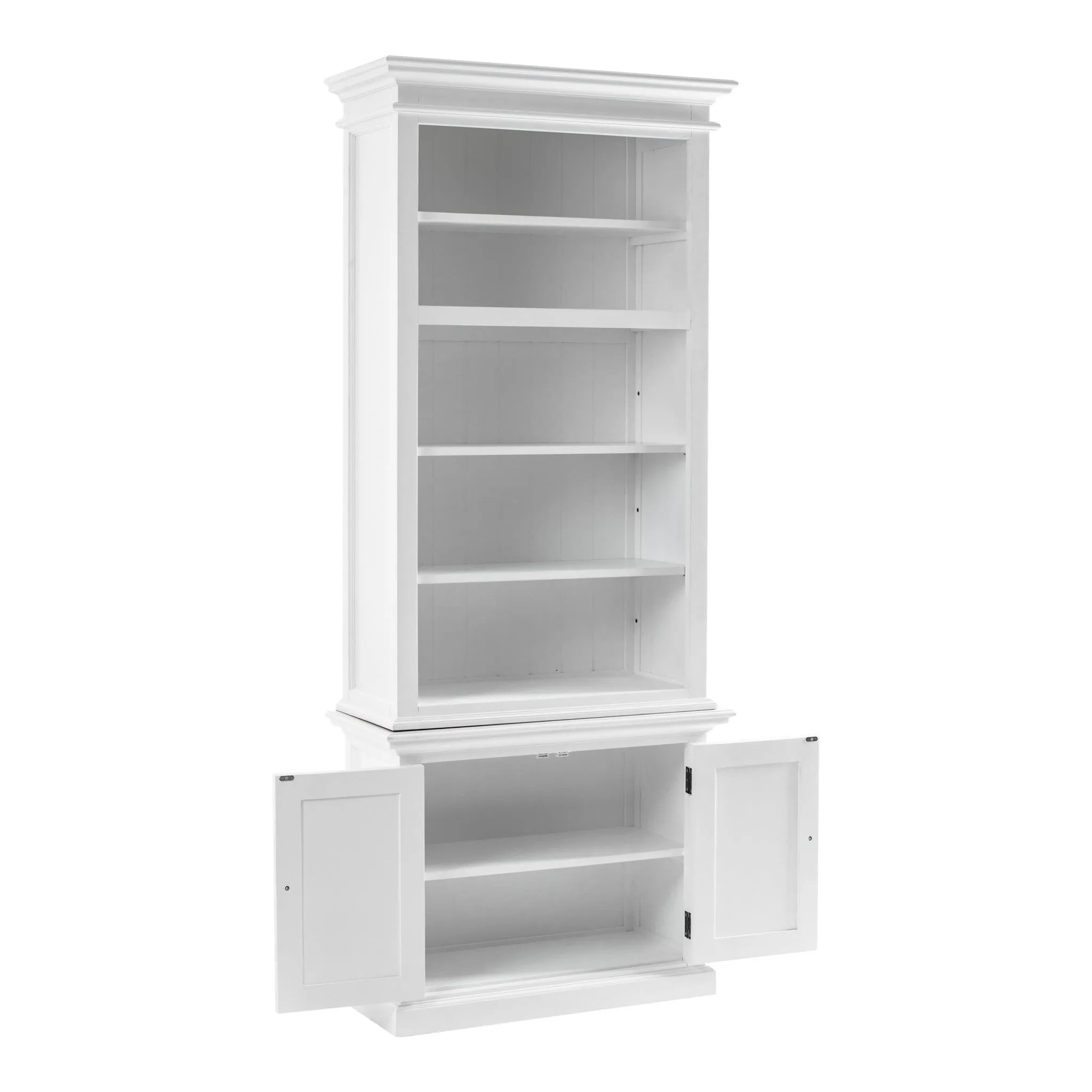 87 White Solid Wood Adjustable Four Tier Bookcase