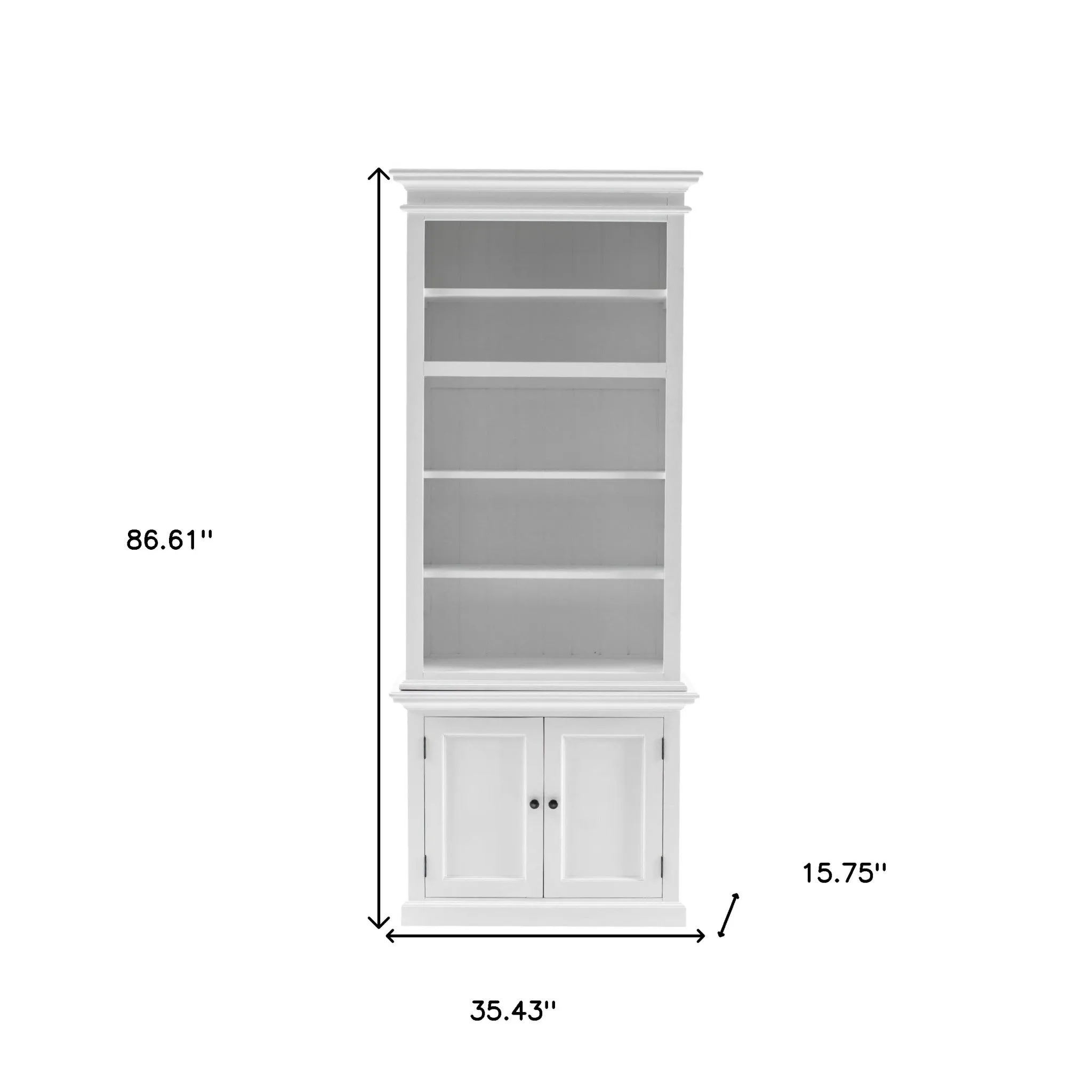 87 White Solid Wood Adjustable Four Tier Bookcase