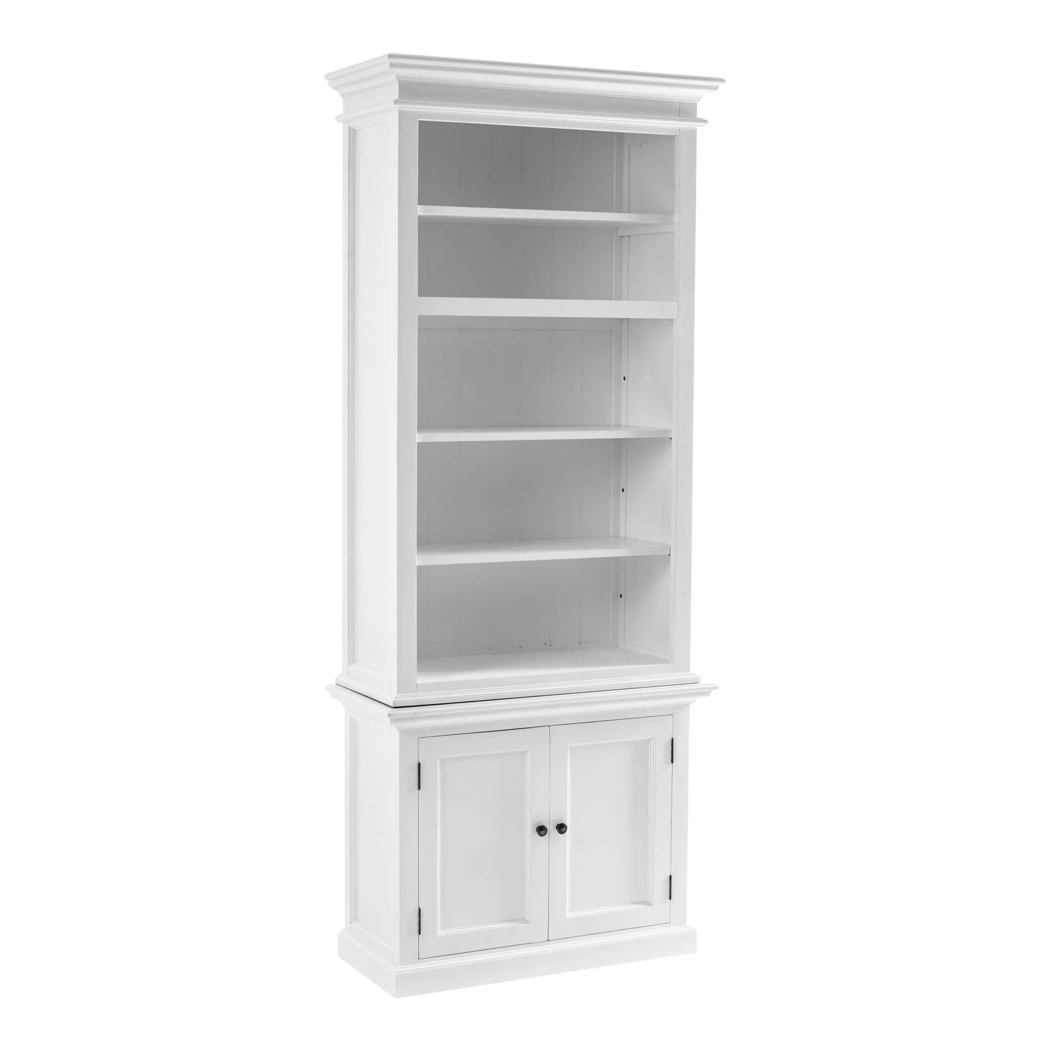 87 White Solid Wood Adjustable Four Tier Bookcase