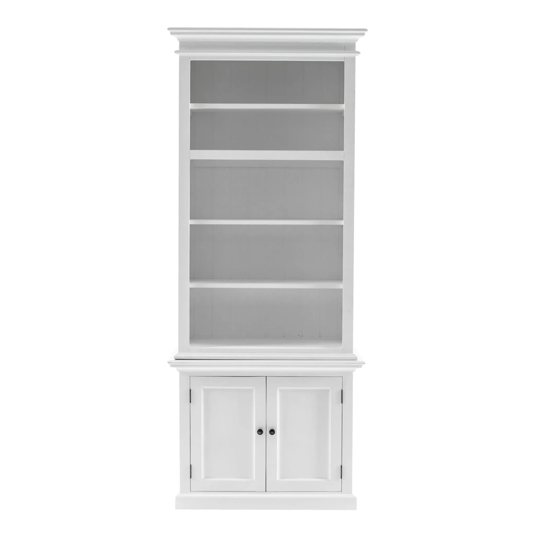 87 White Solid Wood Adjustable Four Tier Bookcase