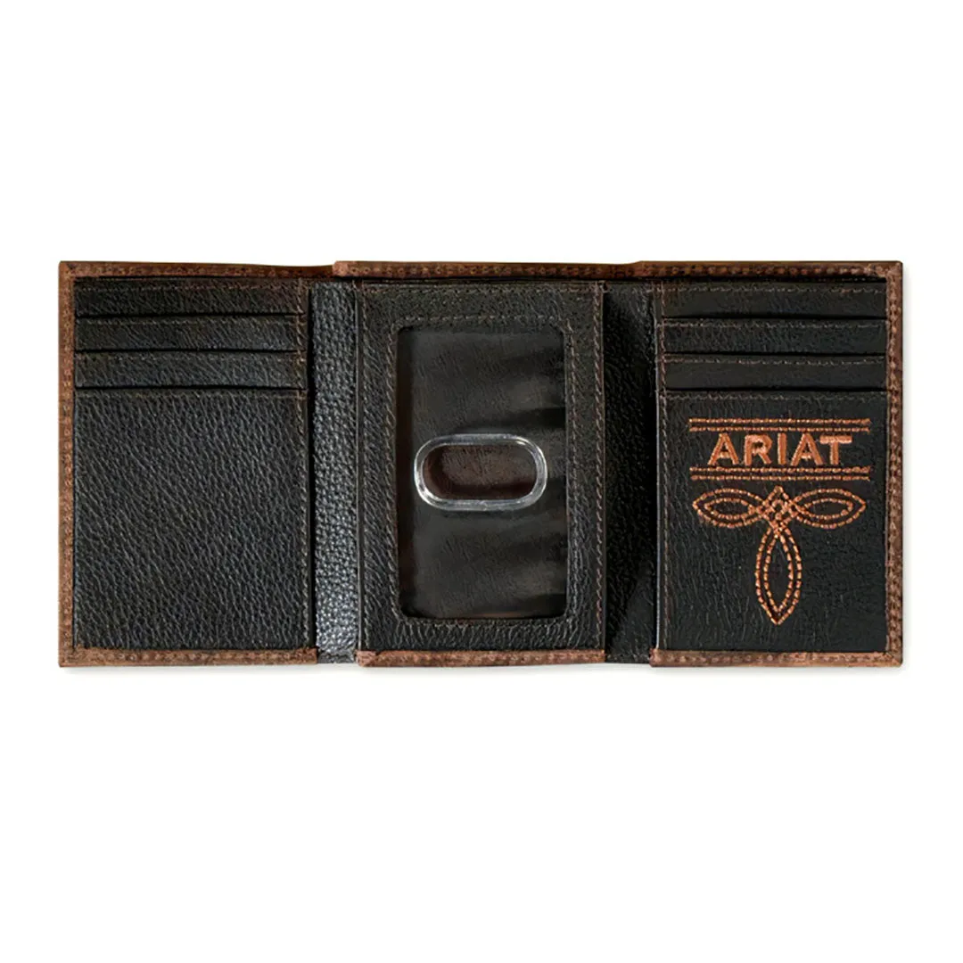 Ariat Trifold Crazy Horse Ariat Embroidered Logo Wallet