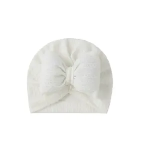 Baby Girl Embellish Bow Turban in White