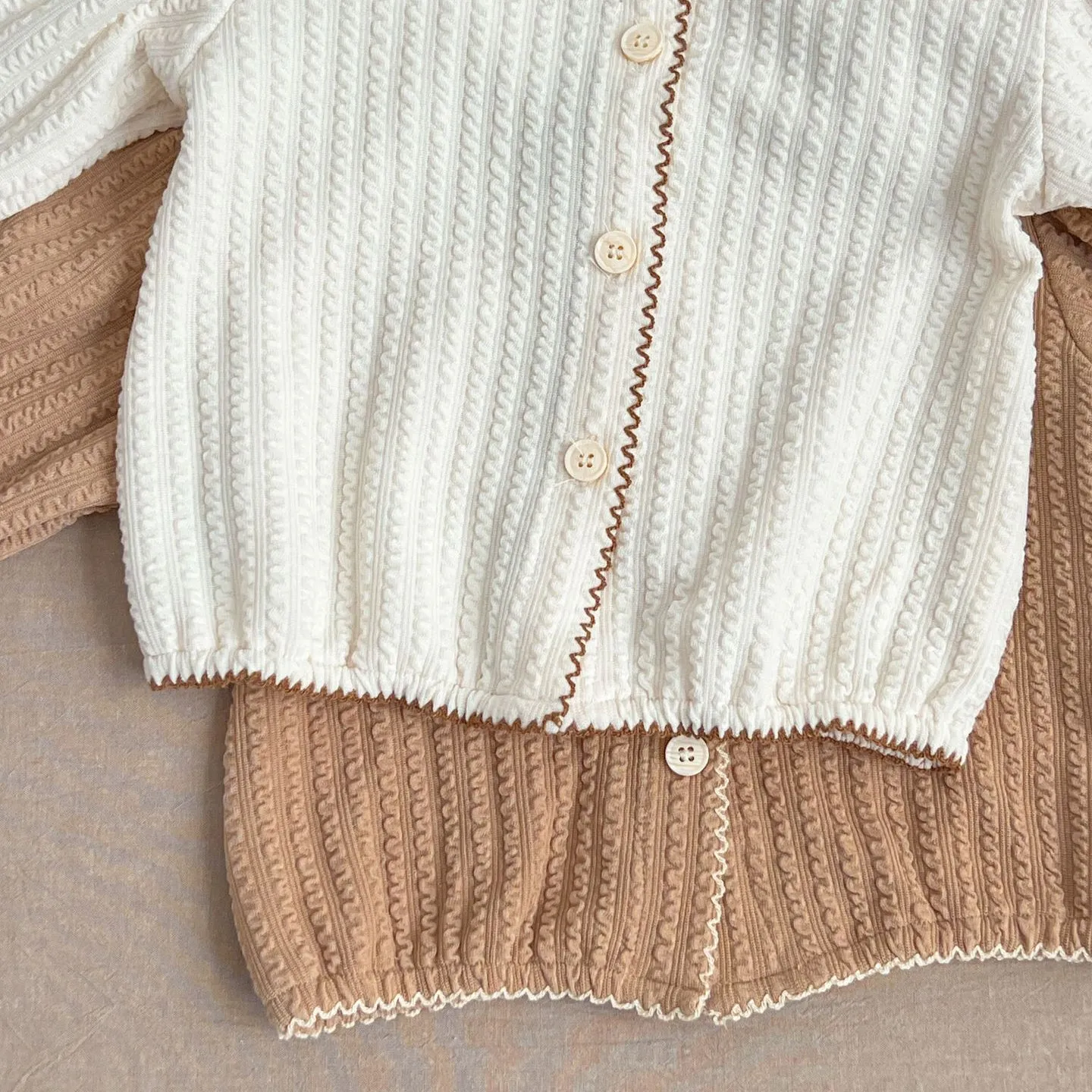 Baby Kid Girls Solid Color Striped Cardigan Wholesale 240111157