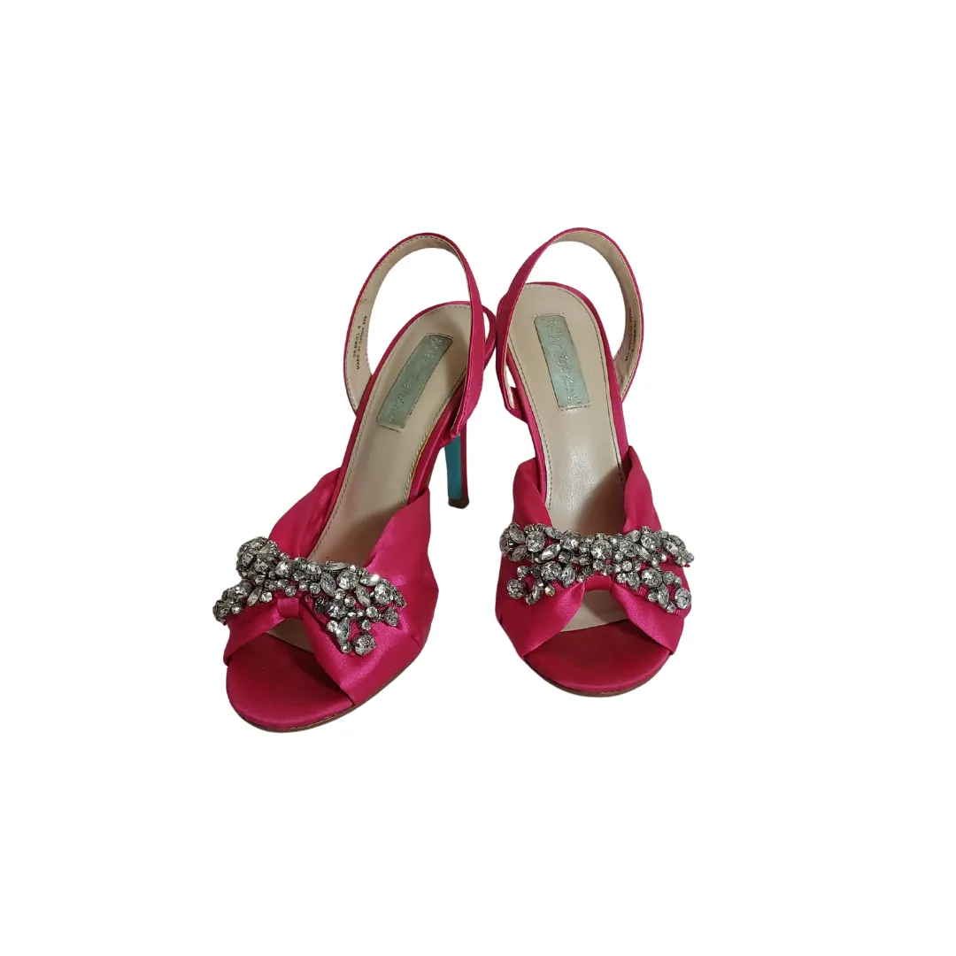 Betsey Johnson 'Briel' Pink Rhinestone Slingback Heels | Pre Loved |