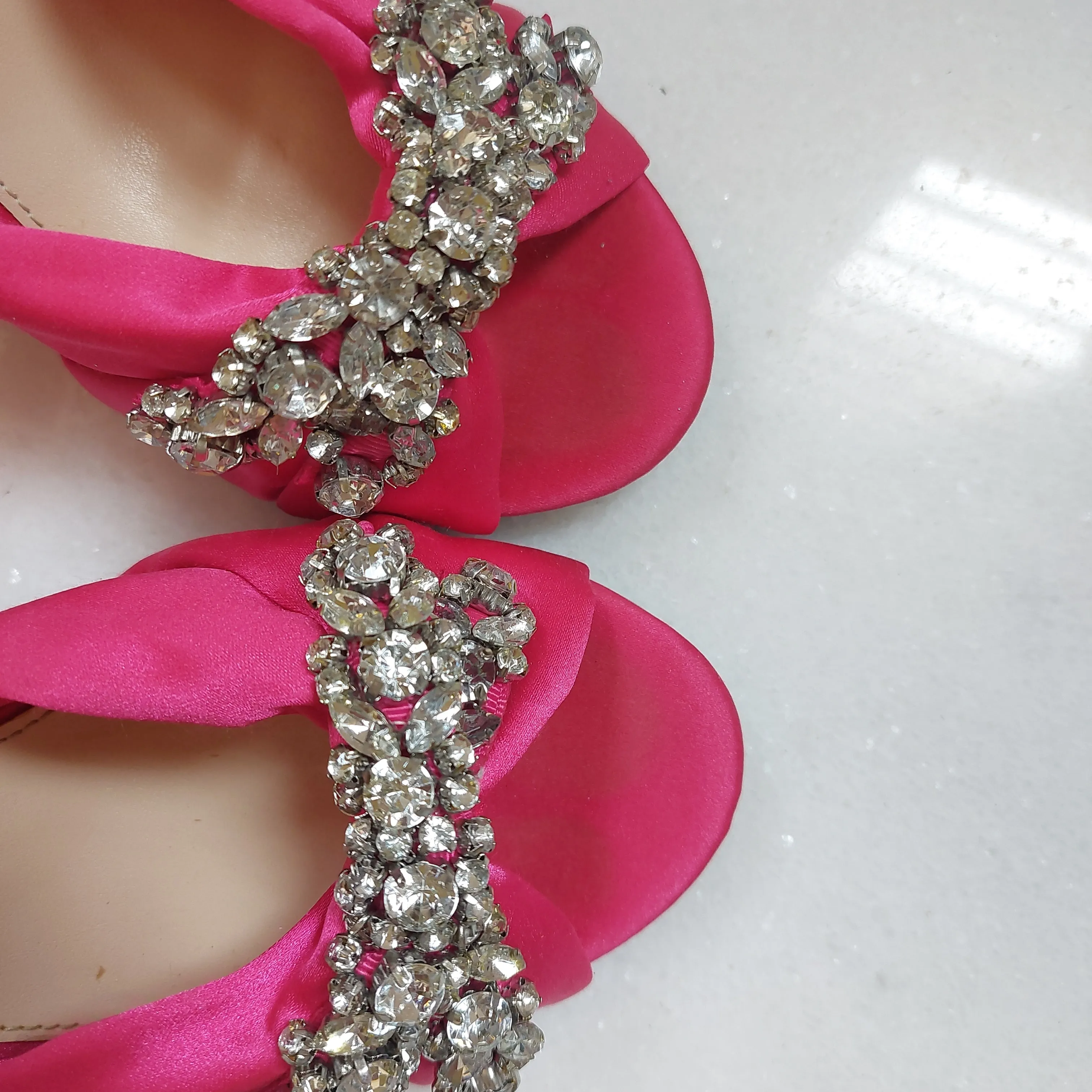 Betsey Johnson 'Briel' Pink Rhinestone Slingback Heels | Pre Loved |