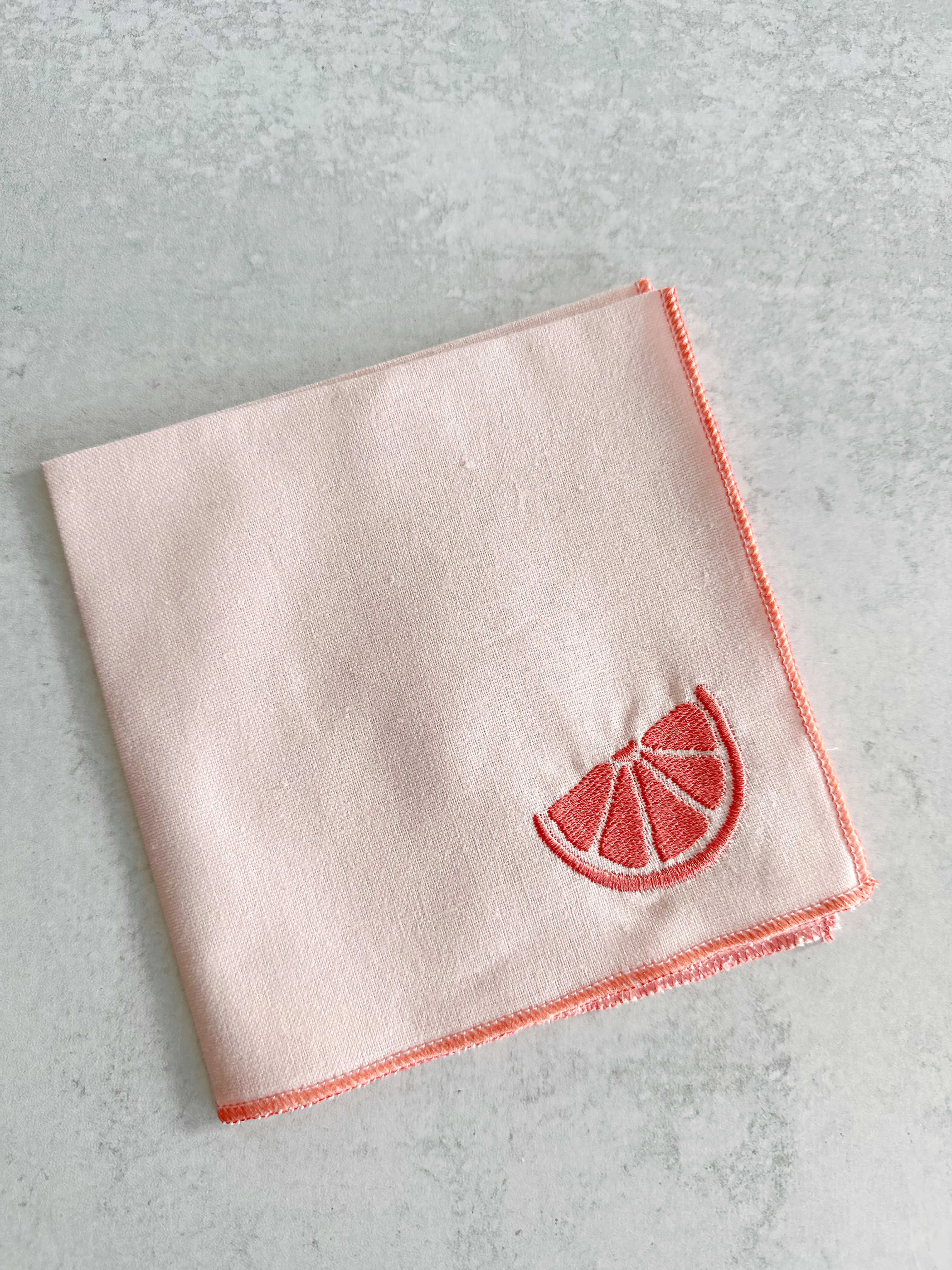 Citrus Embroidered Cocktail Napkins, set of four