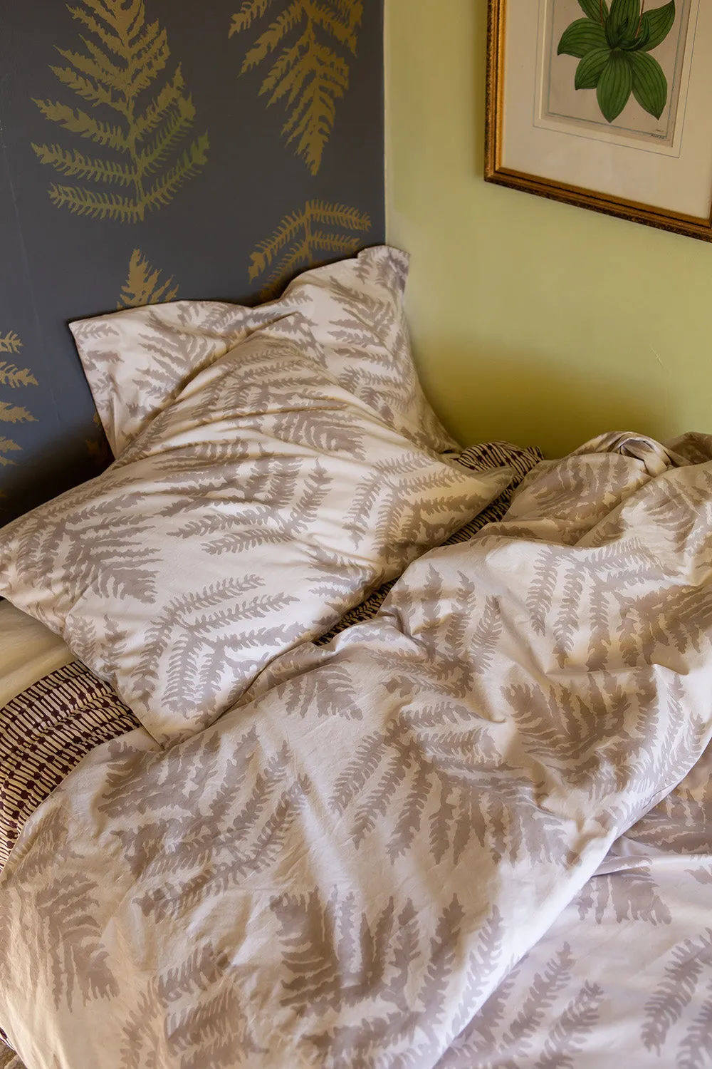 Cotton Duvet Cover in Dove Fern