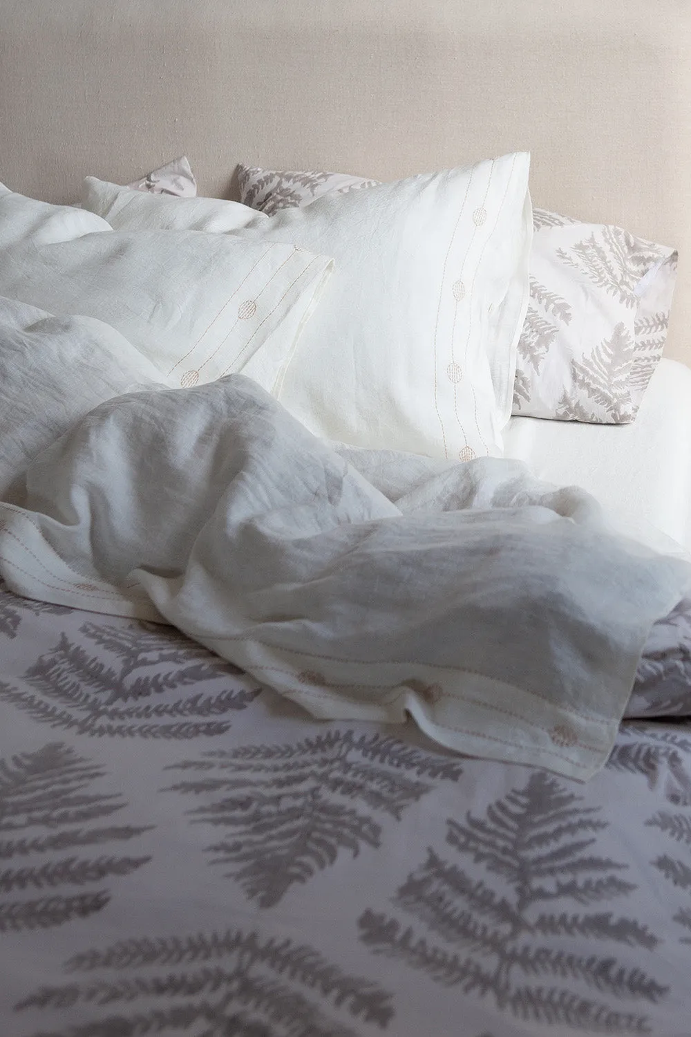 Cotton Duvet Cover in Dove Fern