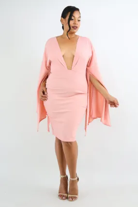 Deep V Bell Sleeve Dress