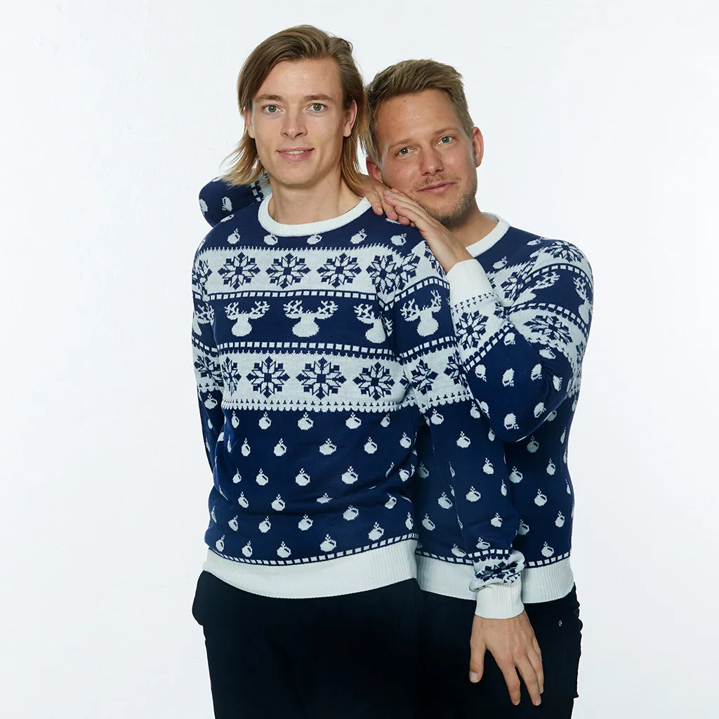 Den Klassiske Julesweater Blå - Herre.