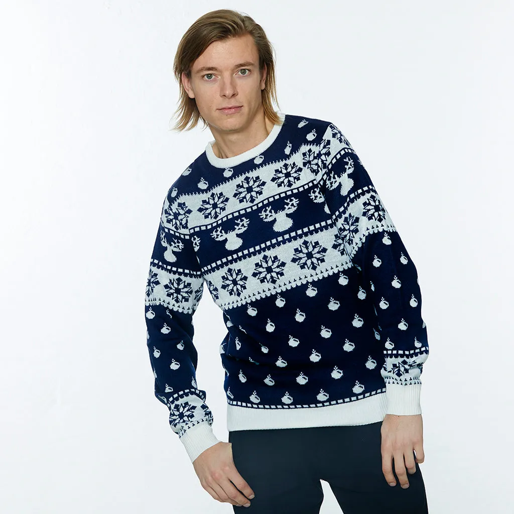 Den Klassiske Julesweater Blå - Herre.