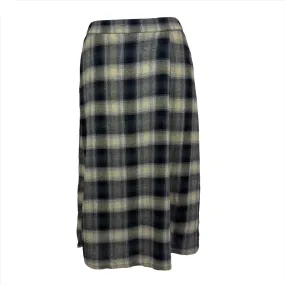 Diega Navy Check Wool Mix Midi Skirt M