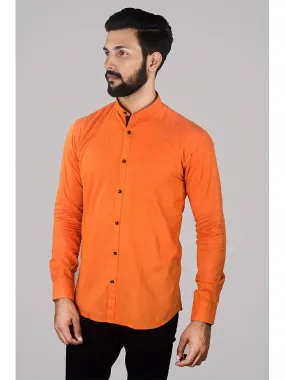 Formal Combination for Men - Orange Solid Linen Formal Shirt