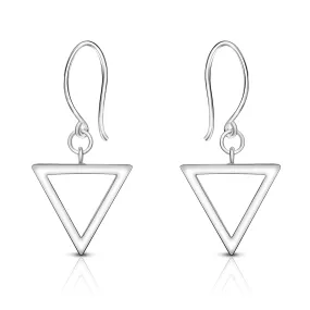 Geometric Triangle Sterling Silver Dangle Earrings