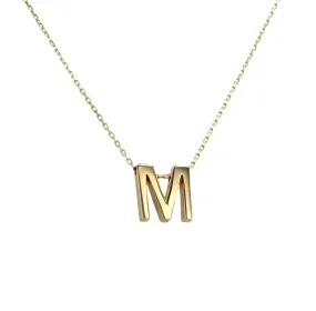 Gold 14k chain M pendant