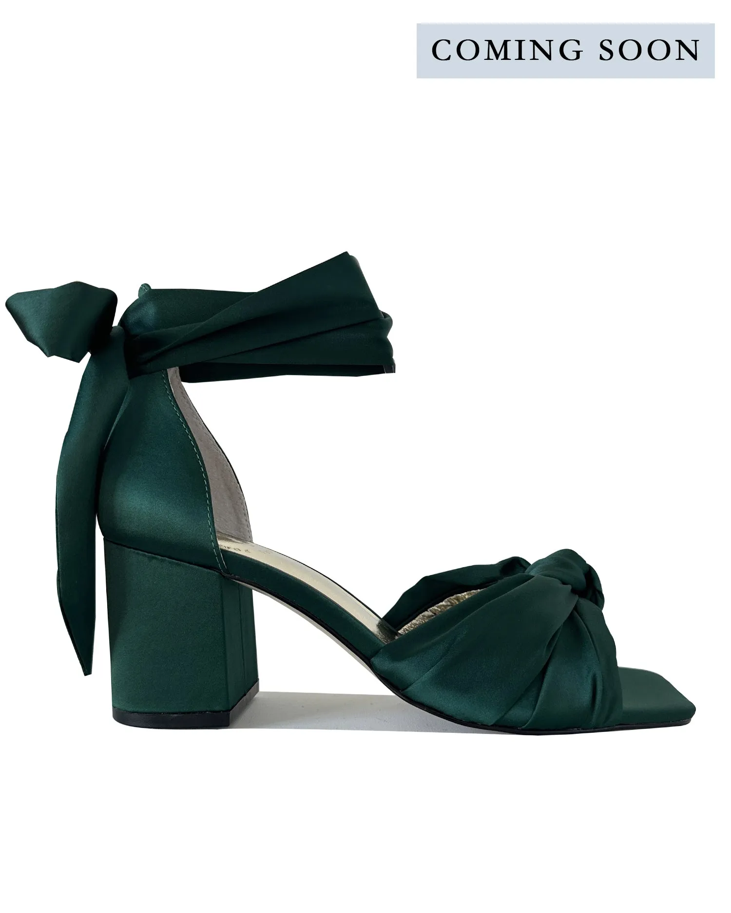 HONEY - EMERALD GREEN BOW SATIN WEDDING SHOES