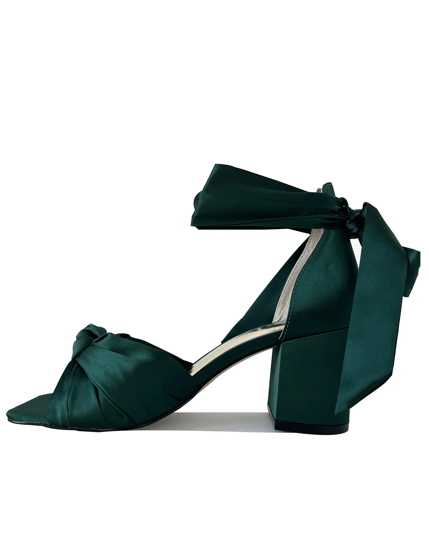 HONEY - EMERALD GREEN BOW SATIN WEDDING SHOES