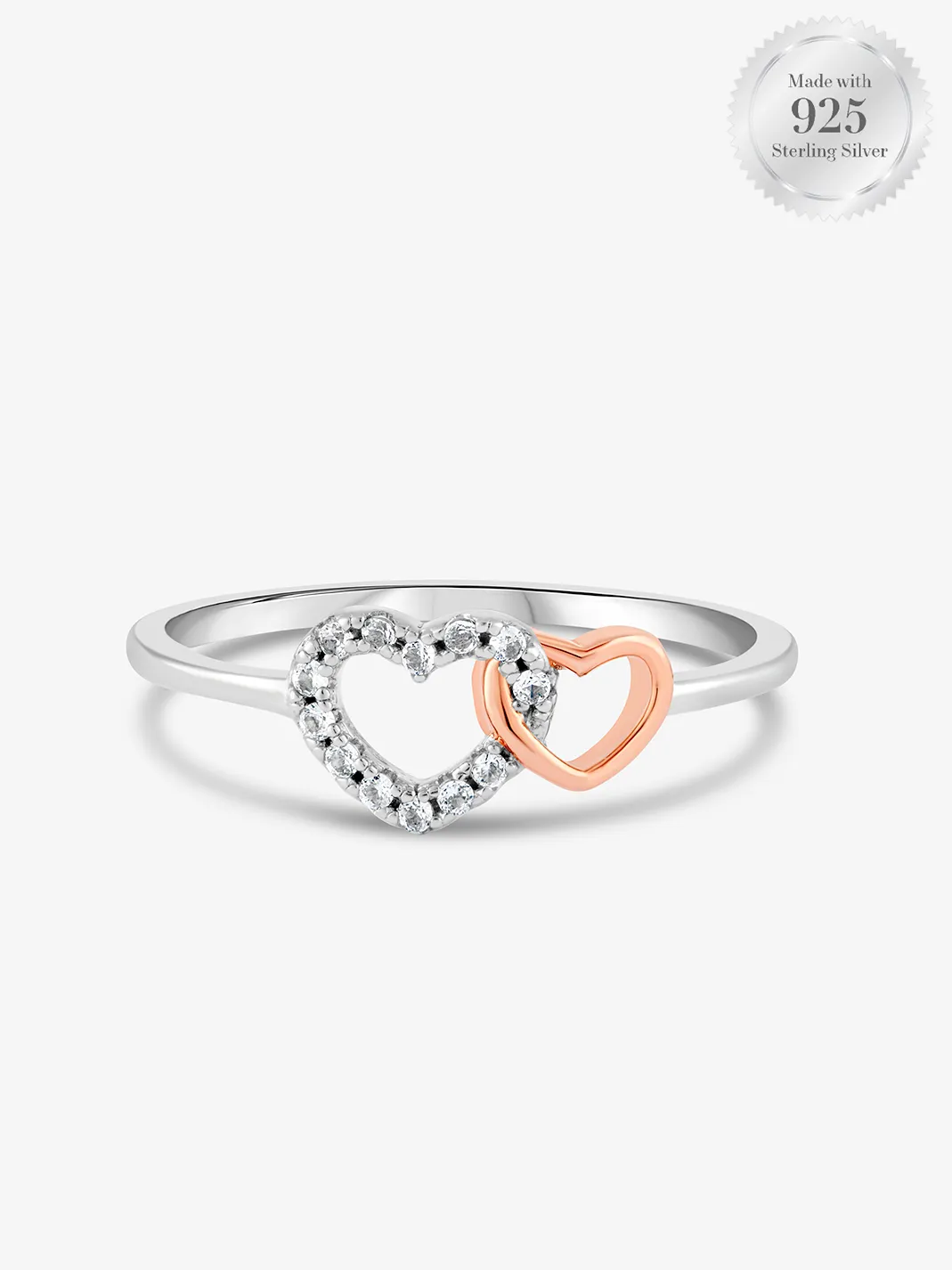 Interlocking Hearts Two Tone Ring