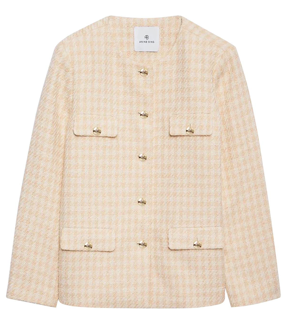 Janet Jacket in Cream Peach Houndstooth