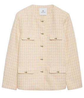 Janet Jacket in Cream Peach Houndstooth