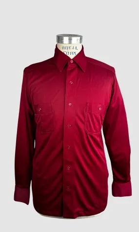 MARTINI 70s Deadstock Red Polyester Disco Shirt  Medium