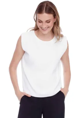 MAYLEE SOLID VEGAN SILK SLEEVELESS TOP (CREAM) - TYLER MADISON