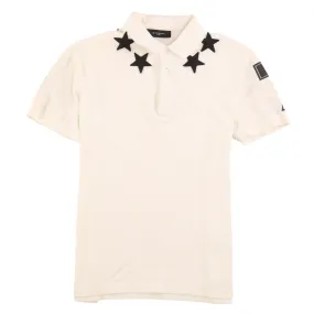 Men's Embroidered Star Polo Shirt White Size S