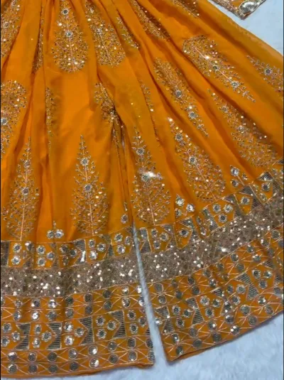 Mustard Haldi Embroidered Shara Suit UK Next Day