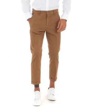 Pantaloni Uomo Tasca America Classico Capri Casual Camel GIOSAL-P5422A