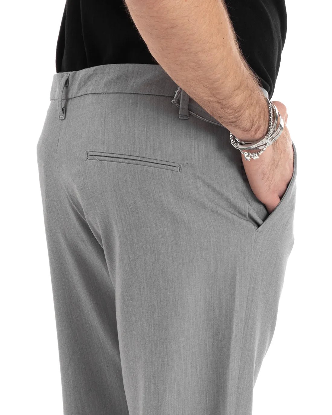 Pantaloni Uomo Tasca America Classico Viscosa Fibbia Casual Grigio GIOSAL-P5628A