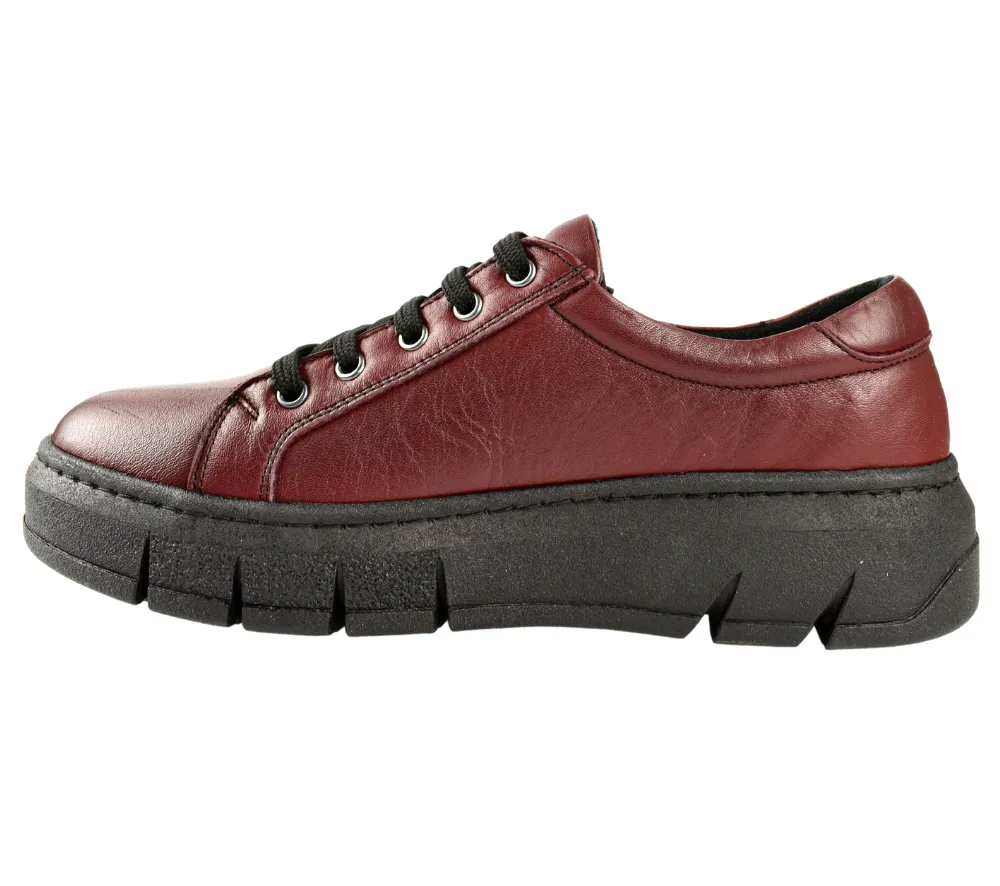 Pantofi casual, dama, ANNA VIOTTI, 912-18 bordo, piele naturala