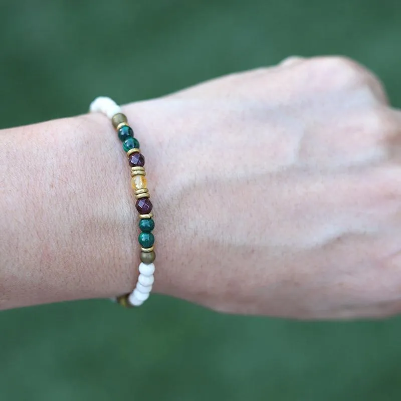 Riverstone Malachite and Garnet Delicate Bracelet *Final Sale*