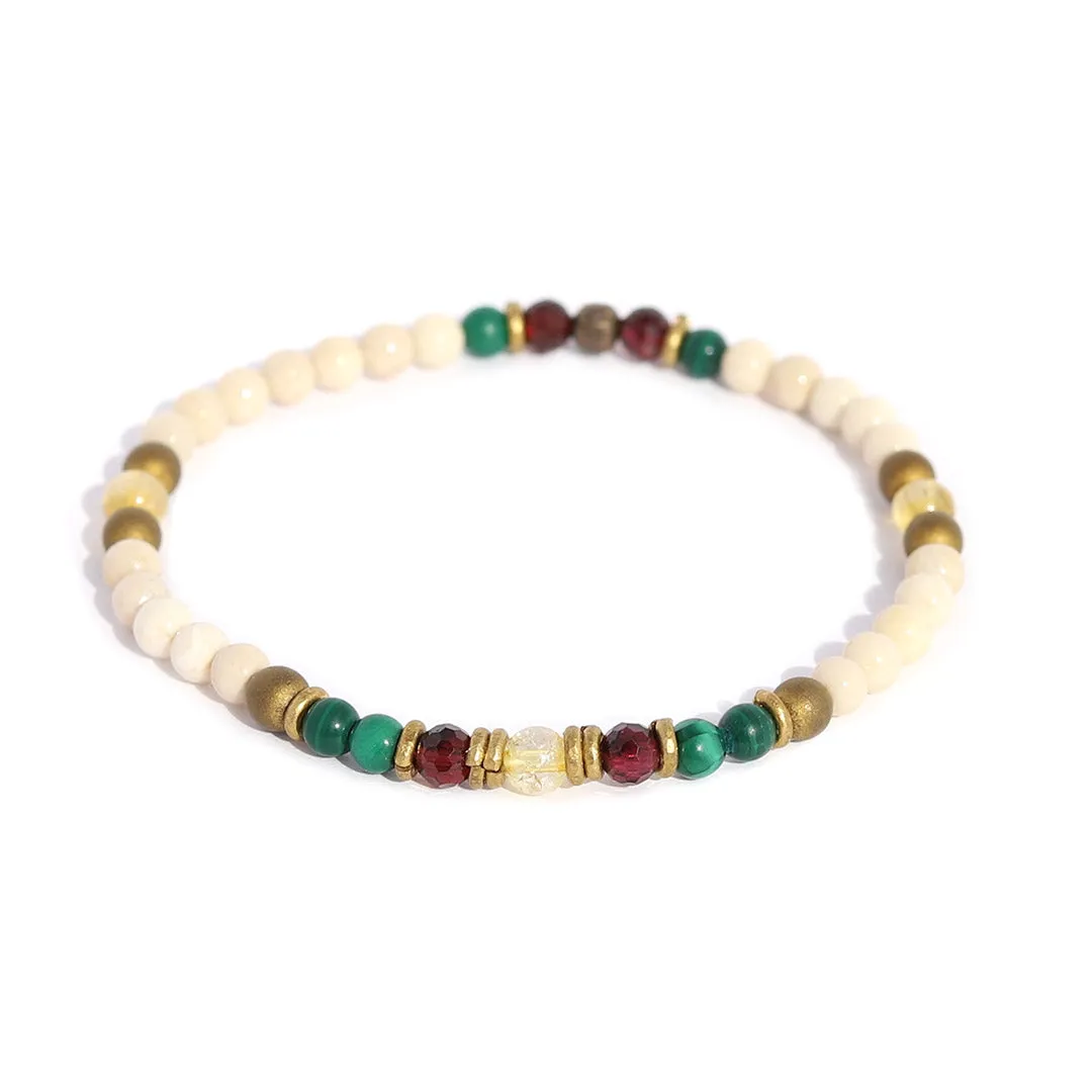 Riverstone Malachite and Garnet Delicate Bracelet *Final Sale*