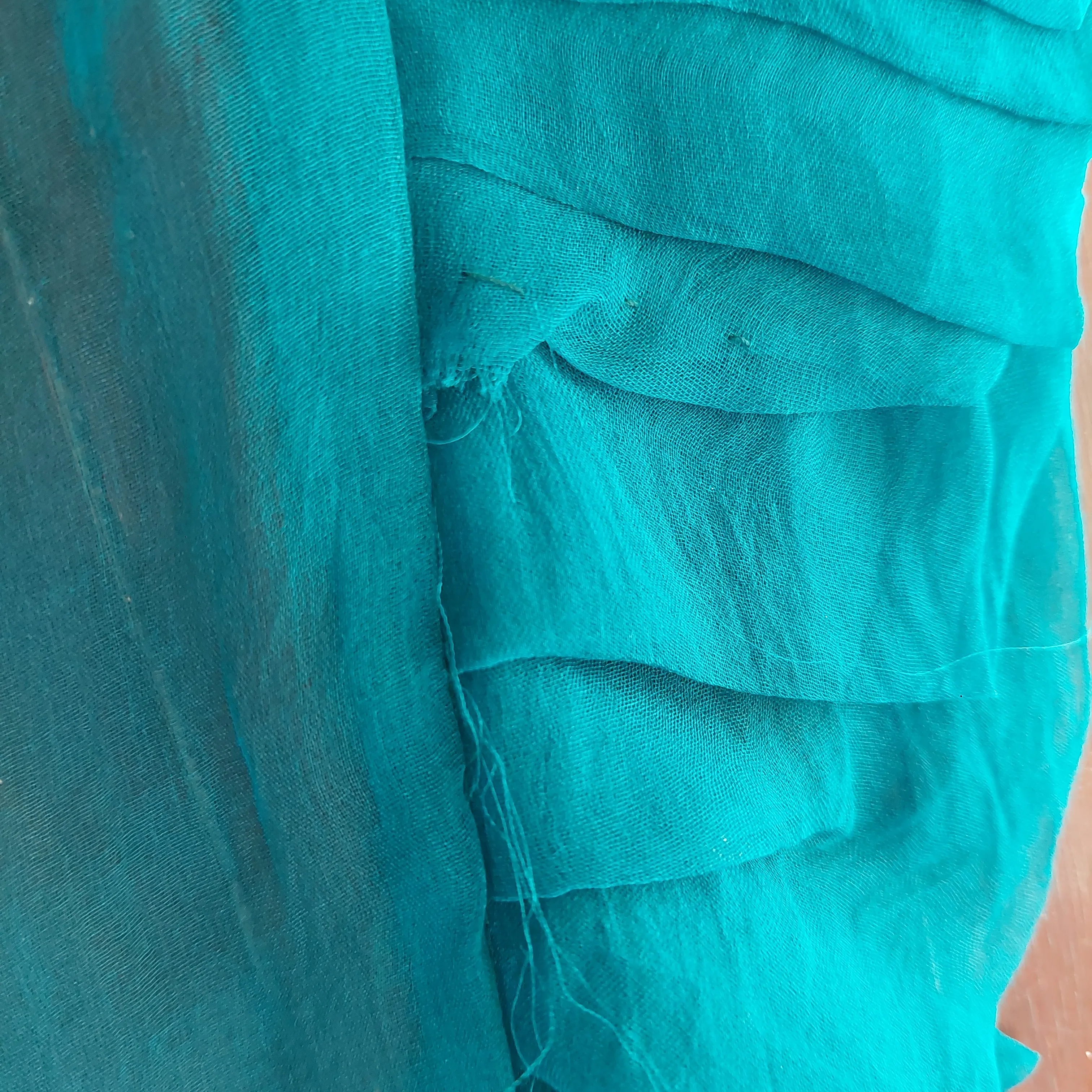 Shamsha Hashwani Teal Silk Embroidered Kurta | Pre Loved |