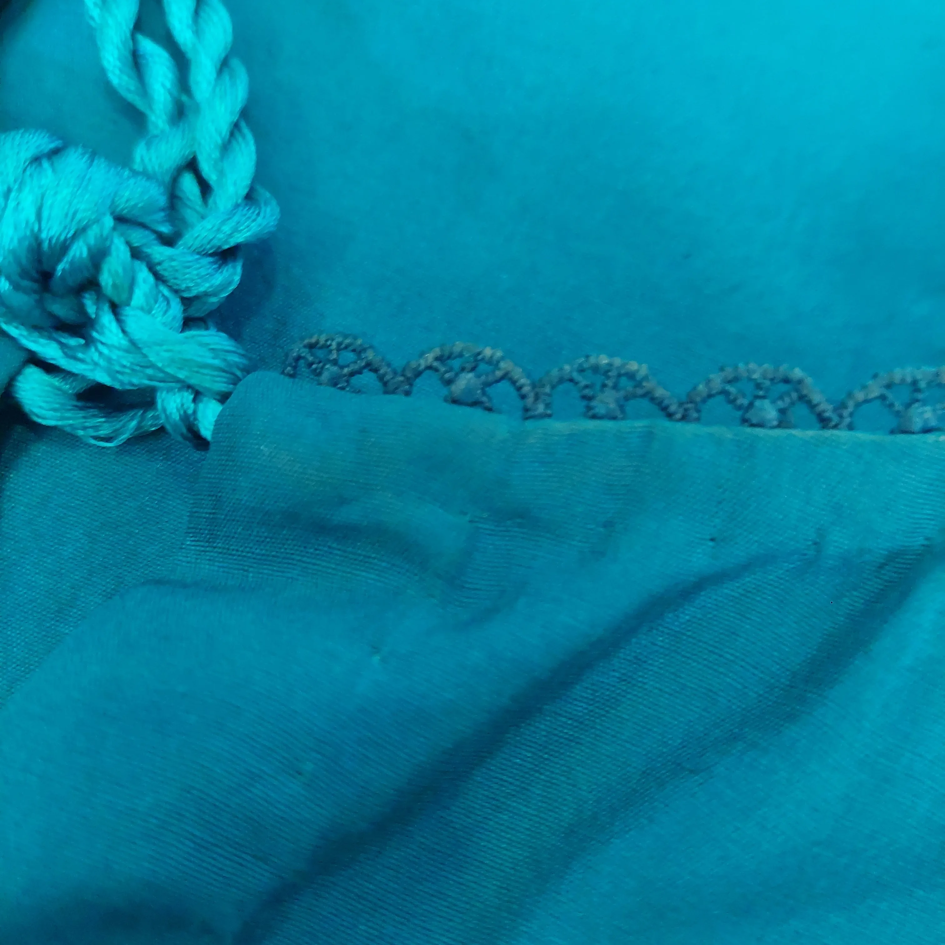 Shamsha Hashwani Teal Silk Embroidered Kurta | Pre Loved |