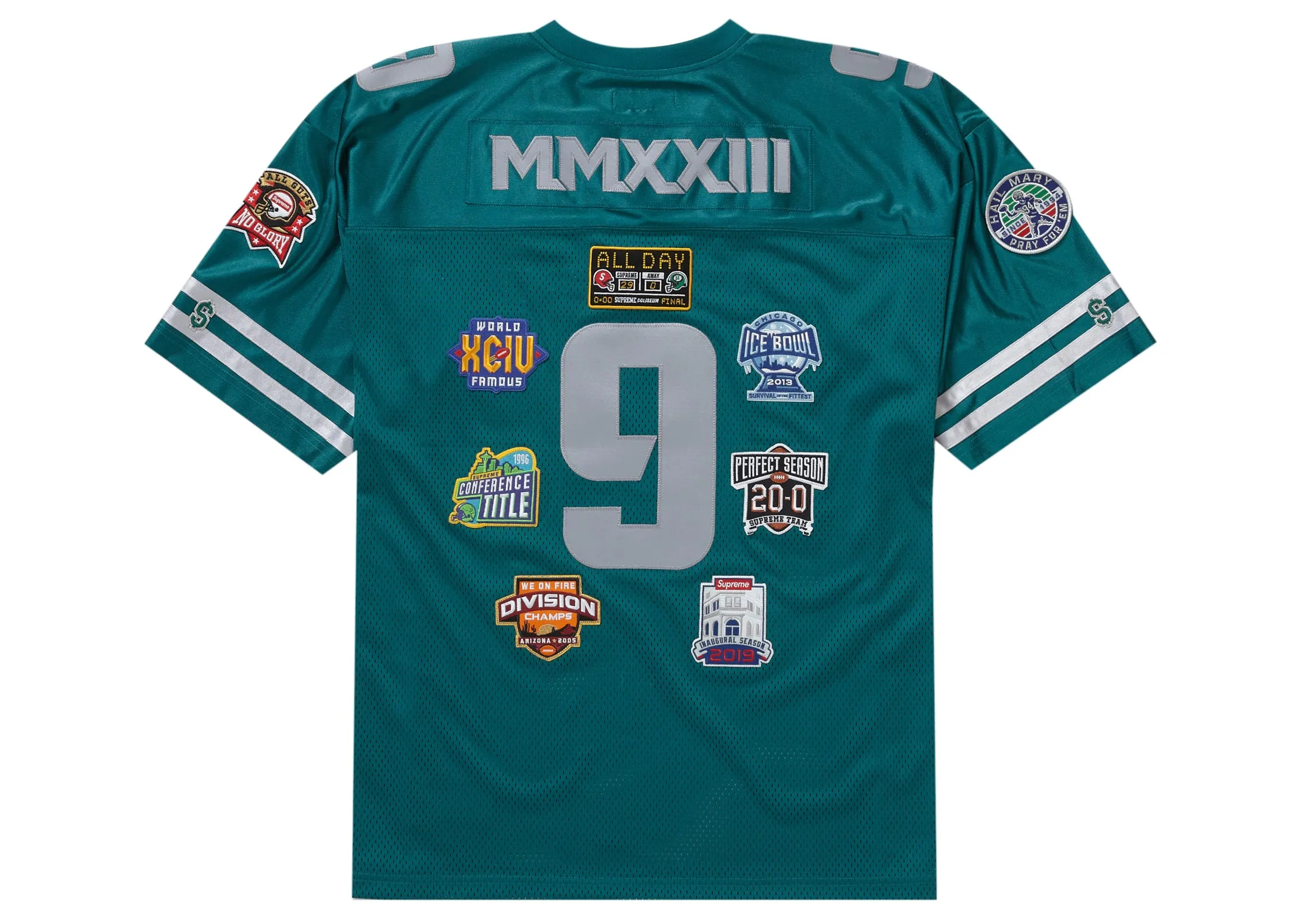 Supreme Championships Embroidered Football Jersey Dark Teal