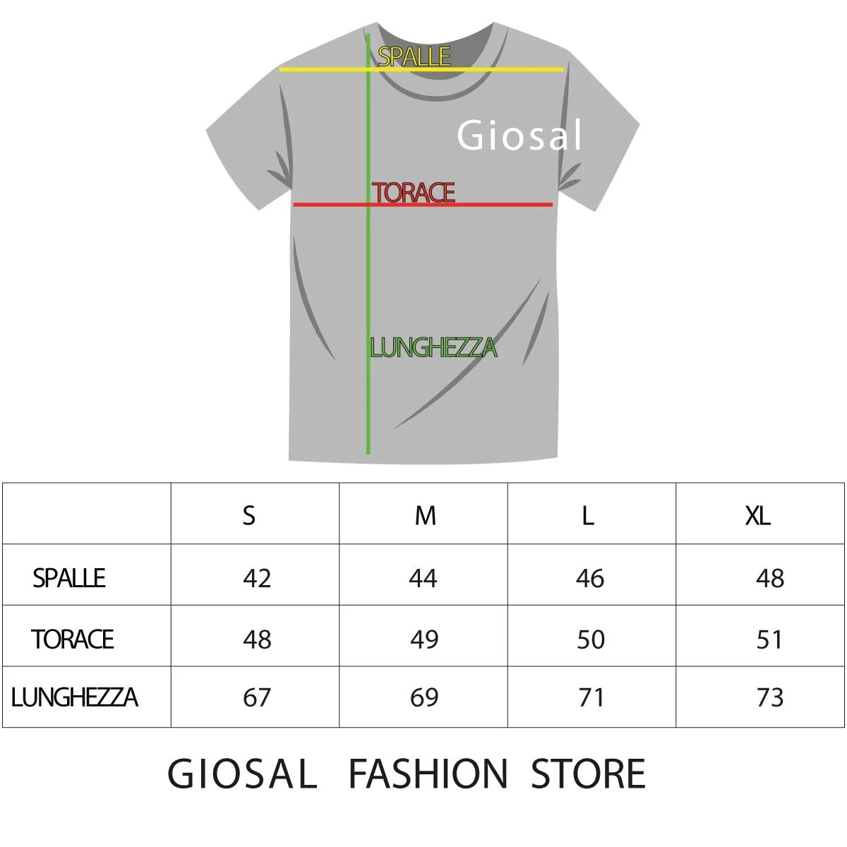 T-Shirt Uomo Stampa Scritta Disegno Colori Girocollo Casual GIOSAL