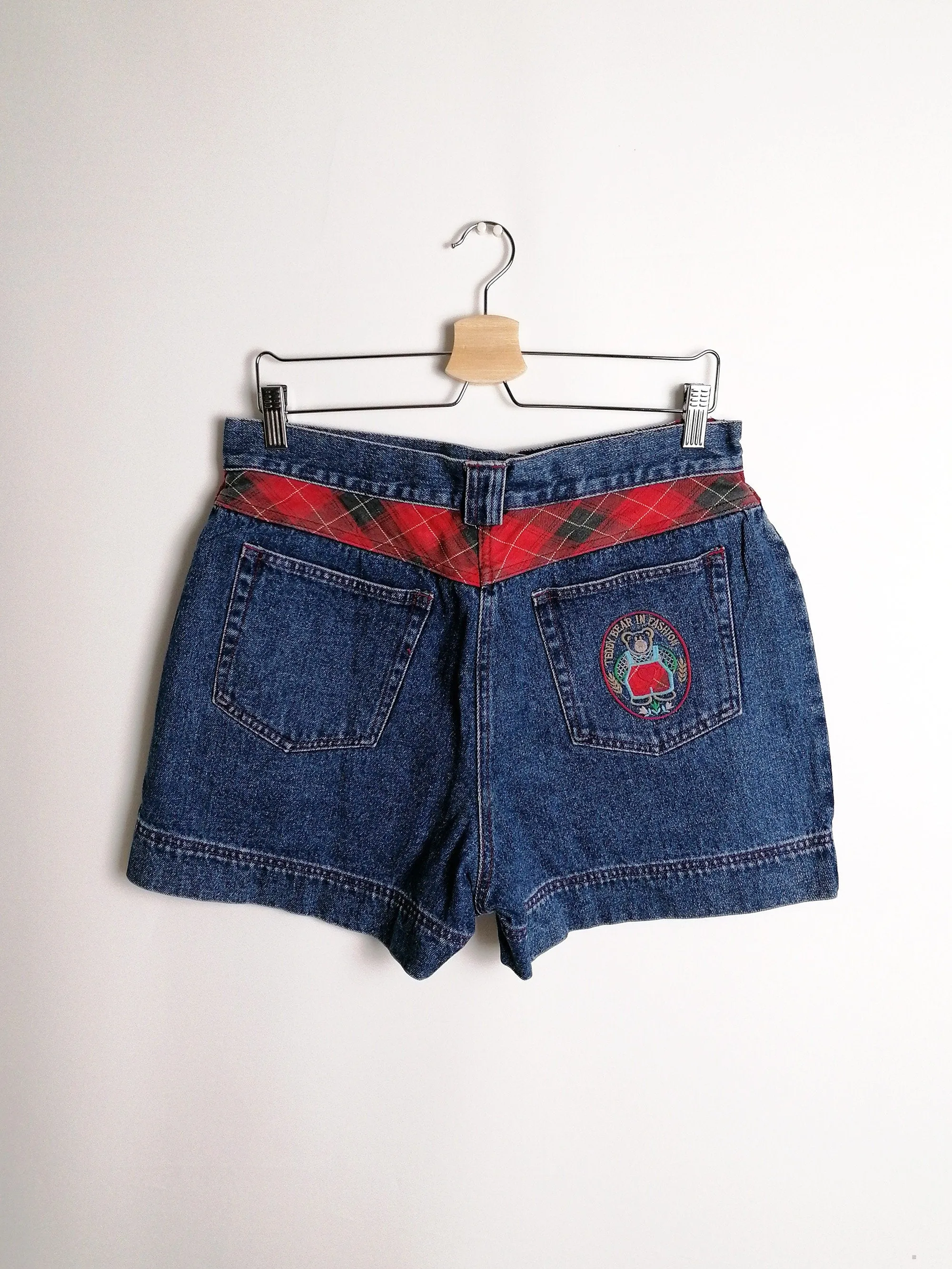 Teddy Patch Denim Shorts - size L