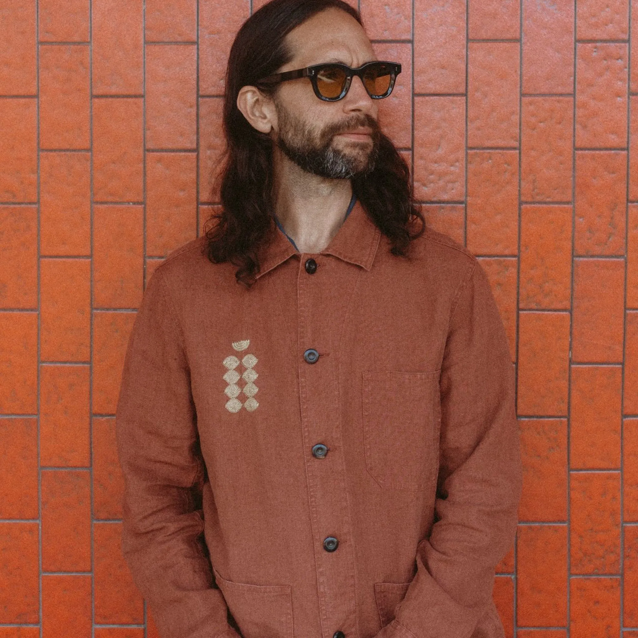 The Embroidered Ojai Jacket in Dried Guajillo Hemp